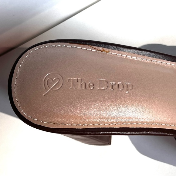 The Drop Quilted Chocolate High Block Heeled Mule Open Toe Sandal Ladies 7.5 - Picture 9 of 10